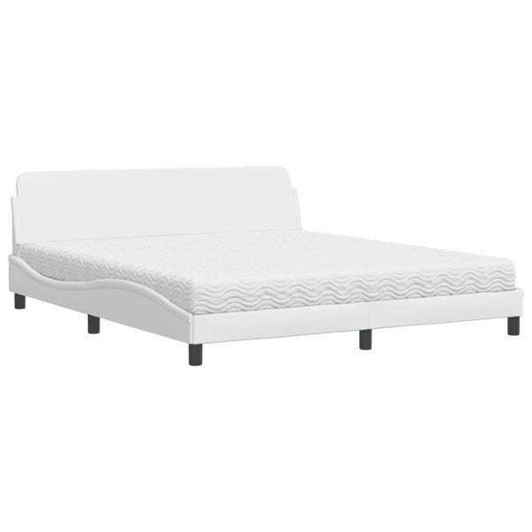 vidaXL Lit avec matelas blanc 180x200 cm similicuir