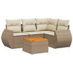 vidaXL Salon de jardin avec coussins 5 Pièces beige résine tressée
