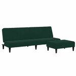 vidaXL Canapé-lit à 2 places avec repose-pied vert foncé velours