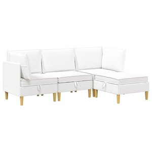 vidaXL Canapé modulaire avec rangement 4 pc Blanc Tissu