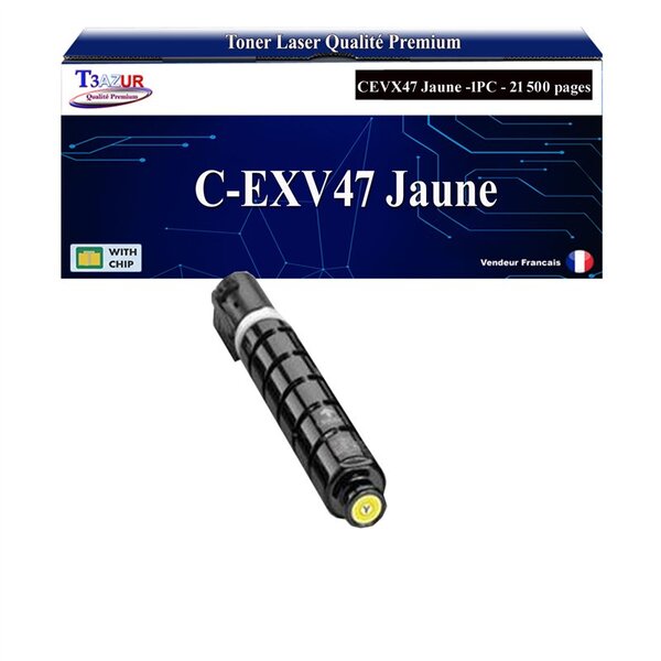 T3AZUR - Toner compatible avec Canon IR Advance C351iF  C355i  C355iFC  C355P  CEXV47 - Jaune