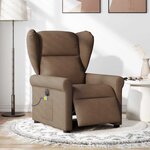 vidaXL Fauteuil inclinable de massage électrique marron tissu