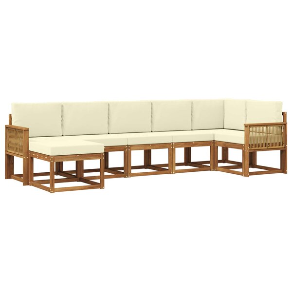 vidaXL Ensemble de canapés d'extérieur 7 pc Naturel et Crème Polyester