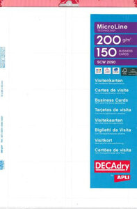 Pack 150 Cartes Visite Blanc 200G.85X54