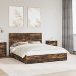 vidaXL Lit de Rangement Chêne fumé 160 x 200 cm Bois d'ingénierie