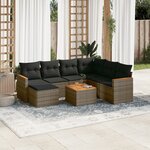 vidaXL Salon de jardin 8 Pièces avec coussins gris résine tressée