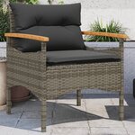 vidaXL Salon de jardin avec coussins 3 Pièces gris résine tressée