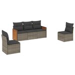 vidaXL Salon de jardin 5 Pièces avec coussins gris résine tressée