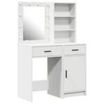 vidaXL Ensemble de table de maquillage avec LED avec porte 2 Pièces Blanc
