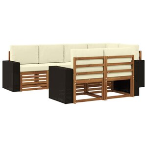 vidaXL Ensemble de canapés d'extérieur 7 pc Naturel et Crème Polyester