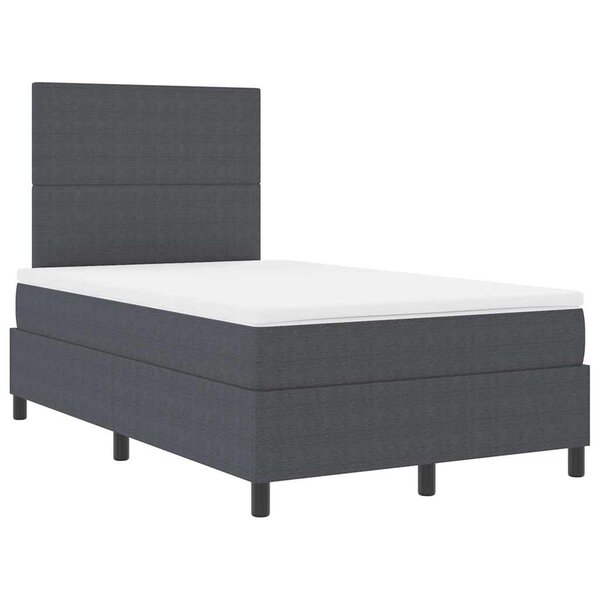 vidaXL Lit à ressort LED Gris foncé et blanc 120 x 190 cm