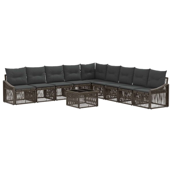 vidaXL Ensemble de canapé de jardin 10 Pièces Gris polyrotin