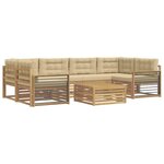 vidaXL Ensemble de canapés d'extérieur 7 pc Blanc et Beige Polyester
