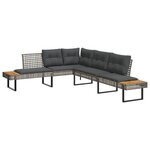 vidaXL Canapé de jardin avec coussins en forme de L gris rotin acacia