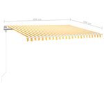 vidaXL Auvent automatique capteur de vent/LED 400x300cm Jaune et blanc