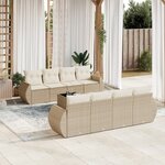 vidaXL Salon de jardin avec coussins 9 Pièces beige résine tressée