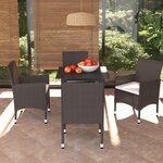 vidaXL Ensemble à manger de jardin et coussins 5 Pièces Poly rotin Marron