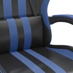 vidaXL Chaise de jeu avec repose-pied Noir et bleu Similicuir