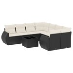 vidaXL Salon de jardin 9 Pièces avec coussins noir résine tressée