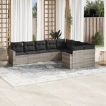vidaXL Salon de jardin 9 Pièces avec coussins gris clair résine tressée