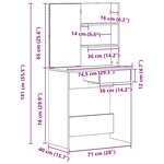 vidaXL Table de Toilette avec tiroir Chêne noir 74.5 x 40 x 141 cm