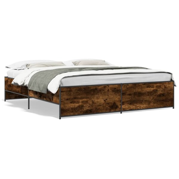 vidaXL Cadre de lit sans matelas chêne fumé 200x200 cm