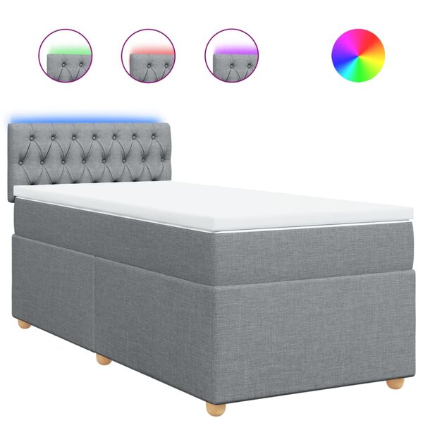 vidaXL Sommier à lattes de lit avec matelas gris clair 80x200 cm tissu