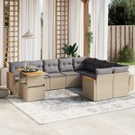 vidaXL Salon de jardin avec coussins 10 Pièces beige résine tressée