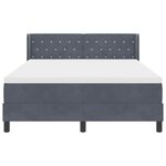 Lit Box Spring vidaXL avec Matelas Gris Foncé 160x200 cm Velours