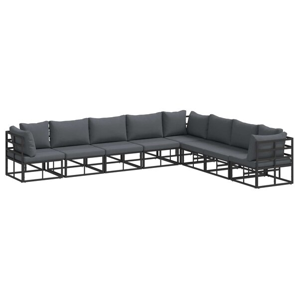 vidaXL Ensemble de canapé de jardin 8 pc Noir Aluminium