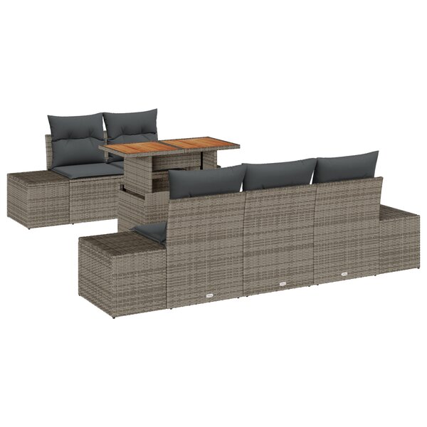 vidaXL Ensemble de 6 canapés de jardin avec coussins gris en rotin synthétique