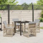vidaXL Ensemble de salle à manger pour jardin 5 Pièces Beige polyrotin