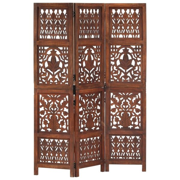 vidaXL Cloison de séparation 3 panneaux Marron 120x165cm Bois manguier