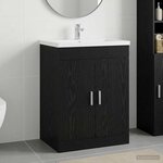 vidaXL Meuble sous lavabo de salle de bain Chêne noir