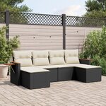 vidaXL Salon de jardin 6 Pièces avec coussins noir résine tressée