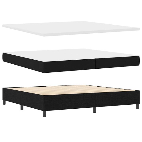 vidaXL Lit à ressort avec matelas et banc noir 200x200 cm en tissu