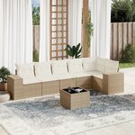 vidaXL Salon de jardin avec coussins 7 Pièces beige résine tressée