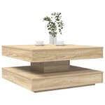 vidaXL Table basse rotative à 360 degrés chêne sonoma 70x70x34 5 cm