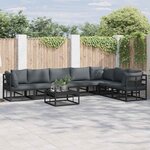 vidaXL Ensemble de canapé de jardin avec coussin 7 Pièces Noir Aluminium