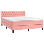 vidaXL Sommier à lattes de lit avec matelas Rose 140x200 cm Velours