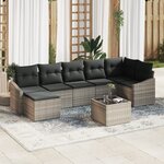 vidaXL Ensemble Salle à Manger Jardin 7 pièces avec Coussins en Rattan Poly Noir