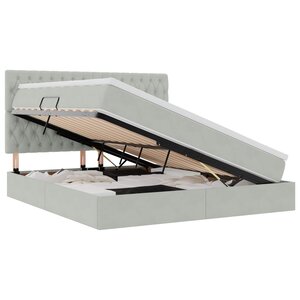 vidaXL Lit de rangement LED avec matelas Gris clair 160 x 200 cm