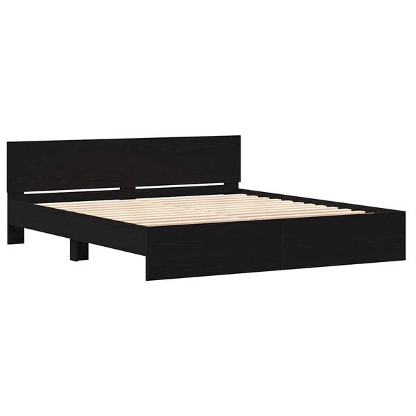 vidaXL Cadre de lit Chêne noir 203 x 185 x 70 cm Bois d'ingénierie