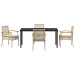 vidaXL Ensemble de salle à manger de jardin 5 pièces avec coussins beige en rotin poly