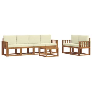 vidaXL Ensemble de canapés d'extérieur 7 pc Naturel et Crème