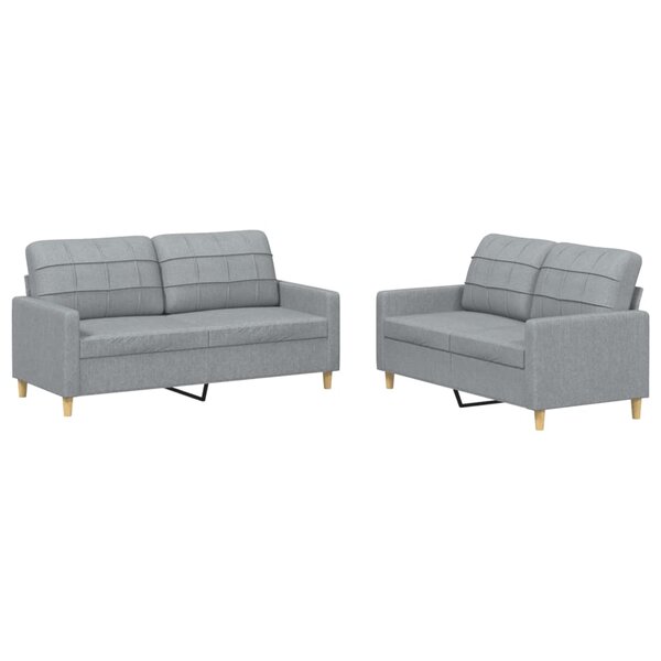 vidaXL Ensemble de canapés 2 Pièces avec coussins Gris clair Tissu