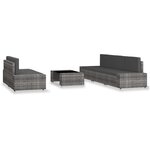 vidaXL Salon de jardin 6 Pièces Résine tressée Gris