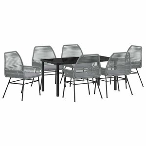 vidaXL Ensemble de salle à manger pour jardin 7 Pièces Gris polyrotin