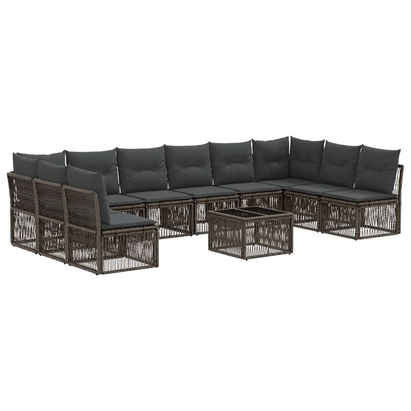 vidaXL Ensemble de canapé de jardin 11 Pièces Gris polyrotin