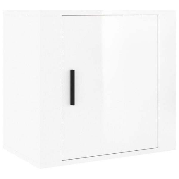 vidaXL Table de chevet murale Blanc brillant 50x30x47 cm